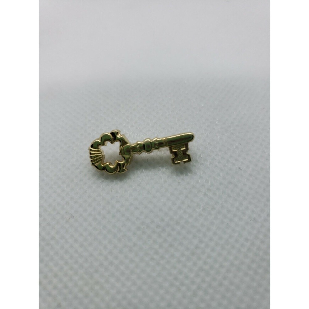 Vintage‎ Gold Tone Skeleton Key Initial I Brooch Pin Jewelry Costume Fashion